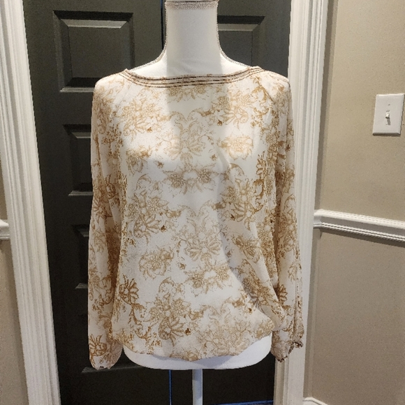Cream and Gold Embellished High Neck Blouse - Picture 1 of 3